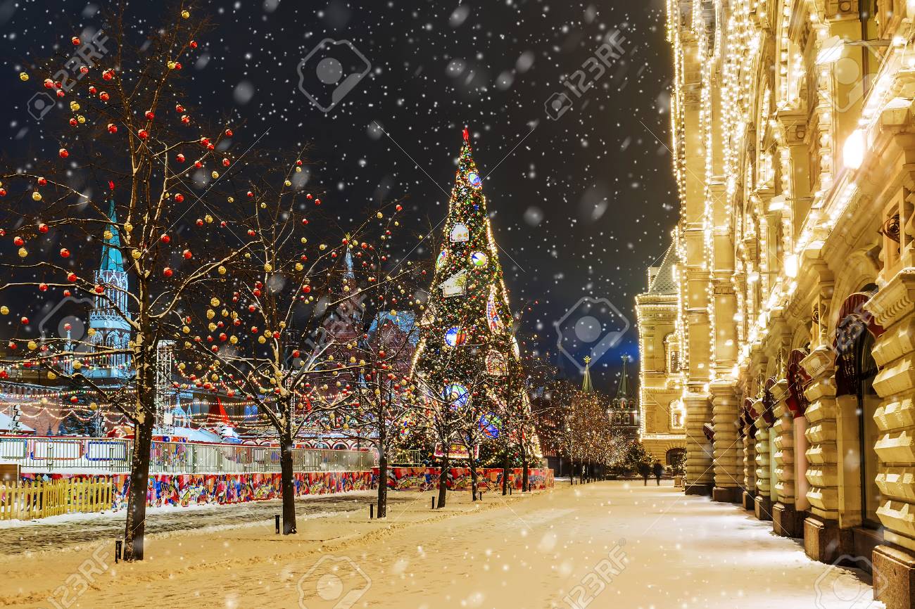 Christmas in Moscow. New Year's decorated Red Square