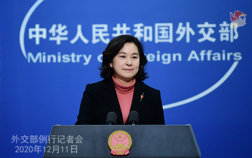 CHINE 13 SUR 23 Conférence de presse du 11 décembre 2020 tenue par la porte-parole du Ministère des Affaires étrangères Hua Chunying