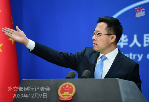 CHINE 2 SUR 23 Conférence de presse du 9 décembre 2020 tenue par le porte-parole du Ministère des Affaires étrangères Zhao Lijian