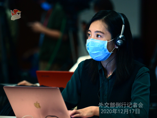 CHINE 6 Conférence de presse du 17 décembre 2020 tenue par le porte-parole du Ministère des Affaires étrangères Wang Wenbin
