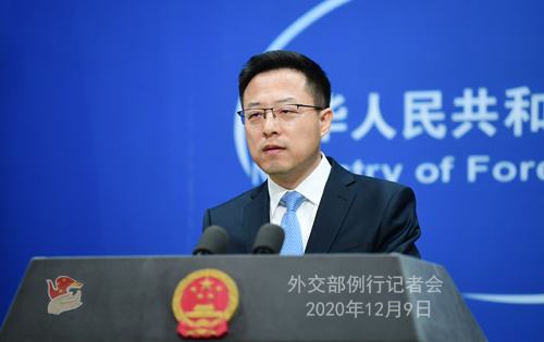 CHINE 6 SUR 23 Conférence de presse du 9 décembre 2020 tenue par le porte-parole du Ministère des Affaires étrangères Zhao Lijian