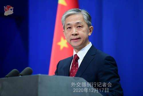 CHINE 9 Conférence de presse du 17 décembre 2020 tenue par le porte-parole du Ministère des Affaires étrangères Wang Wenbin