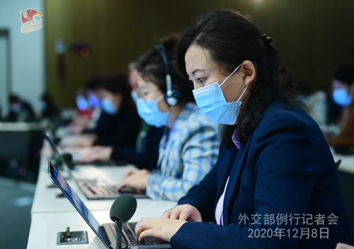 CHINE PH 23 SUR 24 Conférence de presse du 8 décembre 2020 tenue par la porte-parole du Ministère des Affaires étrangères Hua Chunying