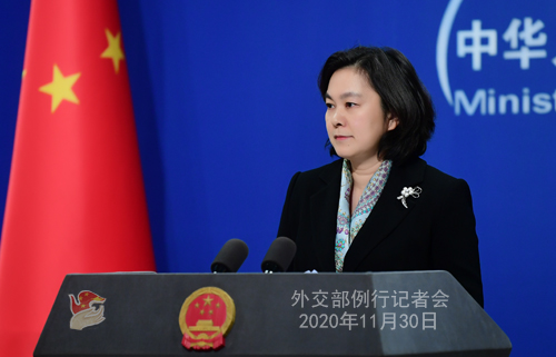 HUA CHUNYING PH 5 DU 30.11.2020 Conférence de presse du 30 novembre 2020 tenue par la porte-parole du Ministère des Affaires étrangères Hua Chunying