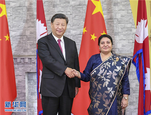 le président chinois Xi Jinping et son homologue népalaise Bidya Devi Bhandari.