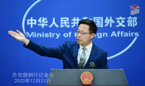 PEKIN 3 Conférence de presse du 23 décembre 2020 tenue par le porte-parole du Ministère des Affaires étrangères Zhao Lijian
