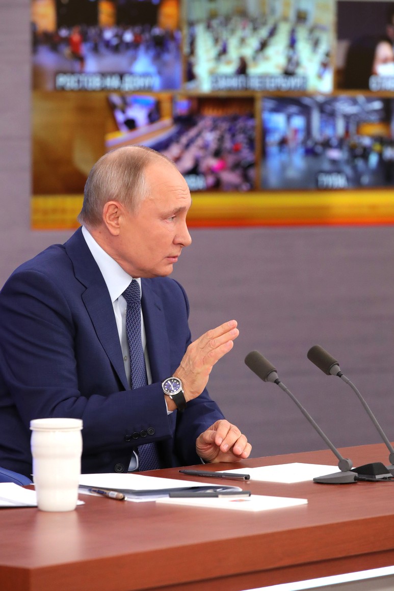 RUSSIE 17.12.2020.CONFERENCE 18 XX 66 Avant le début de la conférence de presse annuelle de Vladimir Poutine.