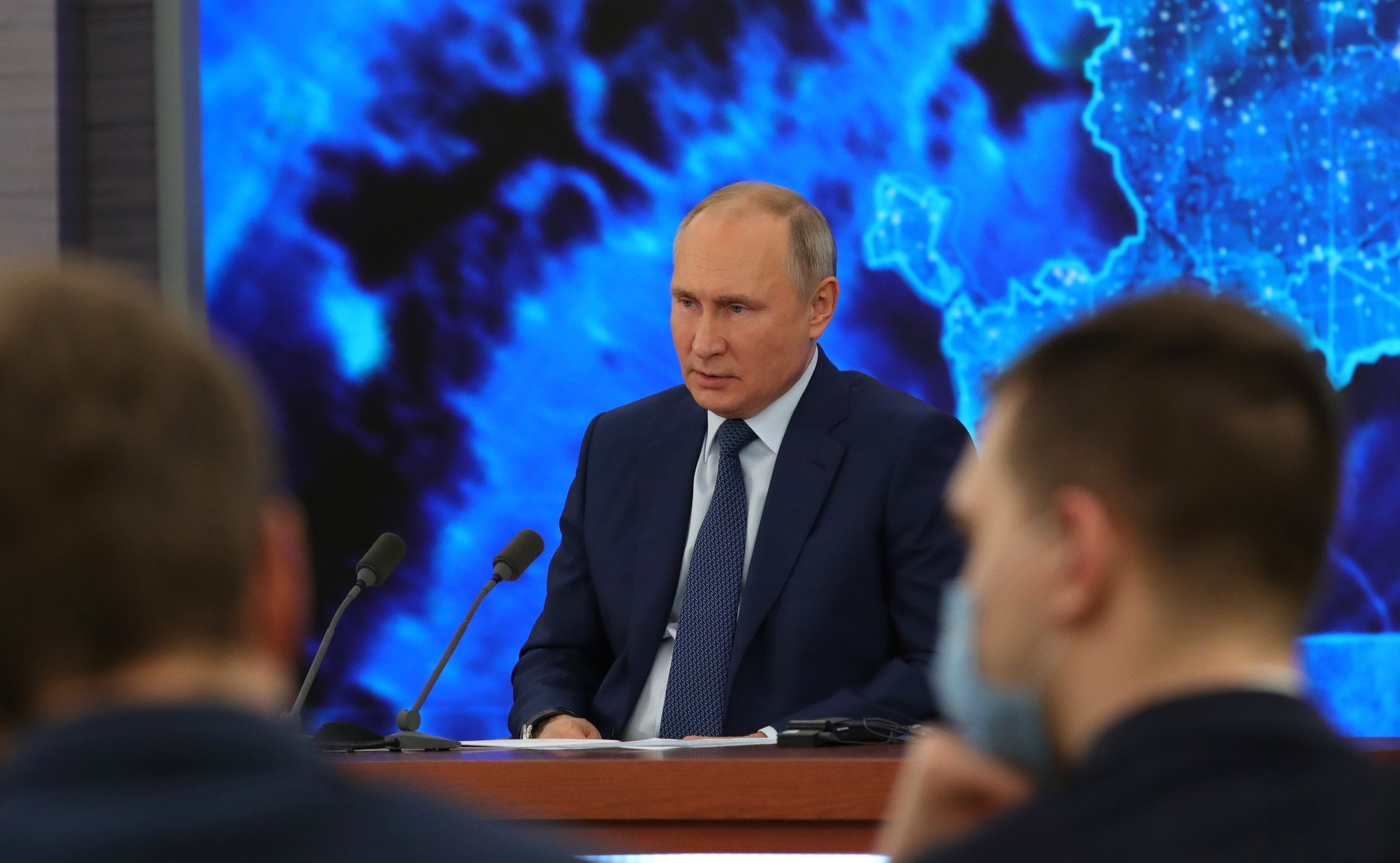 RUSSIE 17.12.2020.CONFERENCE 48 XX 66 Avant le début de la conférence de presse annuelle de Vladimir Poutine.