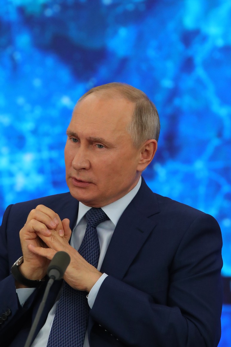 RUSSIE 17.12.2020.CONFERENCE 57 XX 66 Avant le début de la conférence de presse annuelle de Vladimir Poutine.