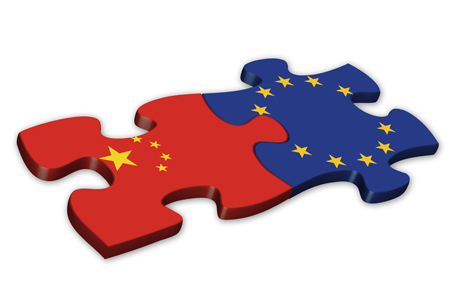 EU &amp; Chinese Flags (China European politics debt)