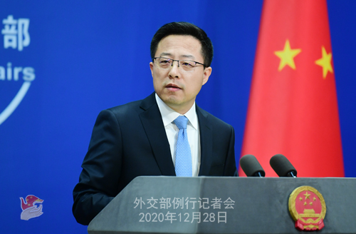 CHINE N° 11 DU 28.12.2020 Conférence de presse du 28 décembre 2020 tenue par le porte-parole du Ministère des Affaires étrangères Zhao Lijian