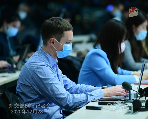 CHINE N° 13 DU 28.12.2020 Conférence de presse du 28 décembre 2020 tenue par le porte-parole du Ministère des Affaires étrangères Zhao Lijian