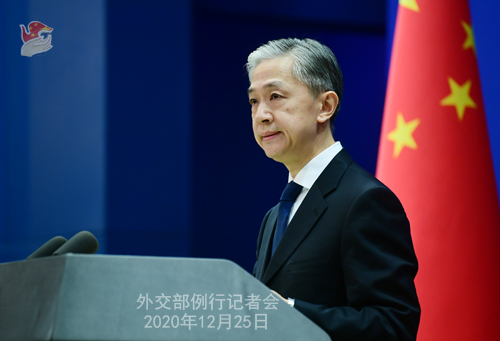 CHINE N° 7 DU 25.12.2020 Conférence de presse du 25 décembre 2020 tenue par le porte-parole du Ministère des Affaires étrangères Wang Wenbin