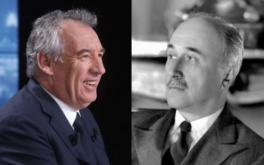 François Bayrou (G) pourrait prendre ce poste occupé pour la première fois par Jean Monnet (D), au sortir de la Seconde Guerre mondiale. Delphine Goldsztejn (LP) AFP