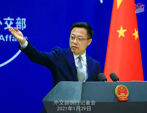 CHINE29 PHOTO 15 Conférence de presse du 29 janvier 2021 tenue par le porte-parole du Ministère des Affaires étrangères Zhao Lijian