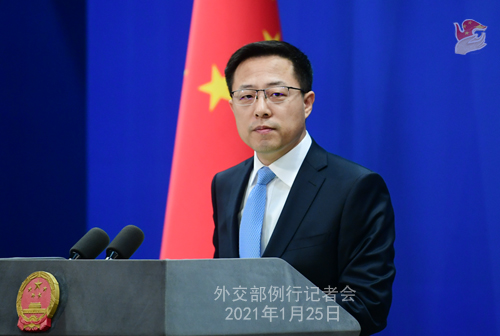 Conférence 25.01 PH 2 ZZ 6 de presse du 25 janvier 2021 tenue par le porte-parole du Ministère des Affaires étrangères Zhao Lijian