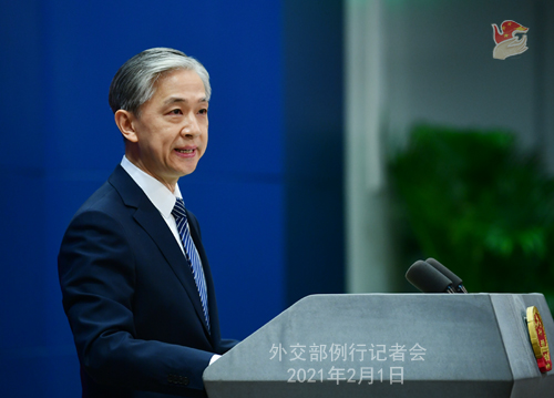 PEKIN 03 Conférence de presse du 1er février 2021 tenue par le porte-parole du Ministère des Affaires étrangères Wang Wenbin