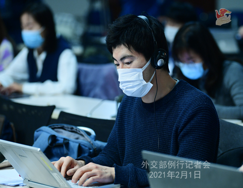 PEKIN 06 Conférence de presse du 1er février 2021 tenue par le porte-parole du Ministère des Affaires étrangères Wang Wenbin