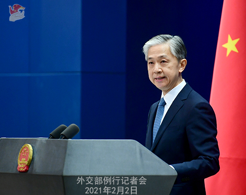PEKIN 07 Conférence de presse du 2 février 2021 tenue par le porte-parole du Ministère des Affaires étrangères Wang Wenbin
