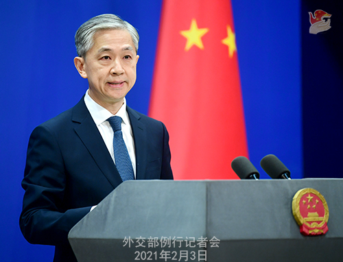 PEKIN 11 Conférence de presse du 3 février 2021 tenue par le porte-parole du Ministère des Affaires étrangères Wang Wenbin