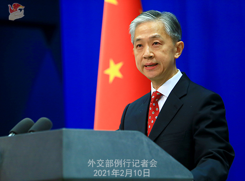 W.WENBIN PH 5 Conférence de presse du 10 février 2021 tenue par le porte-parole du Ministère des Affaires étrangères Wang Wenbin