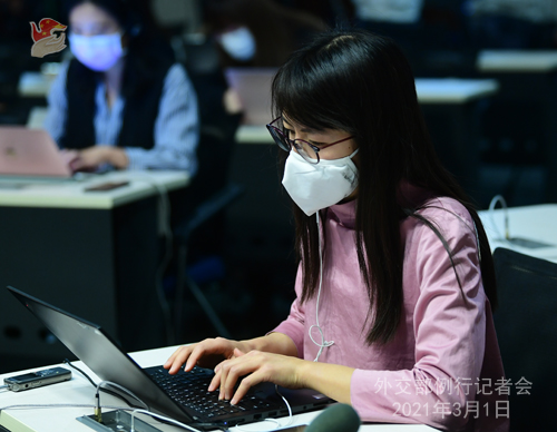 CHINE PH 2 DU 1er mars 2021 tenue par le porte-parole du Ministère des Affaires étrangères Wang Wenbin