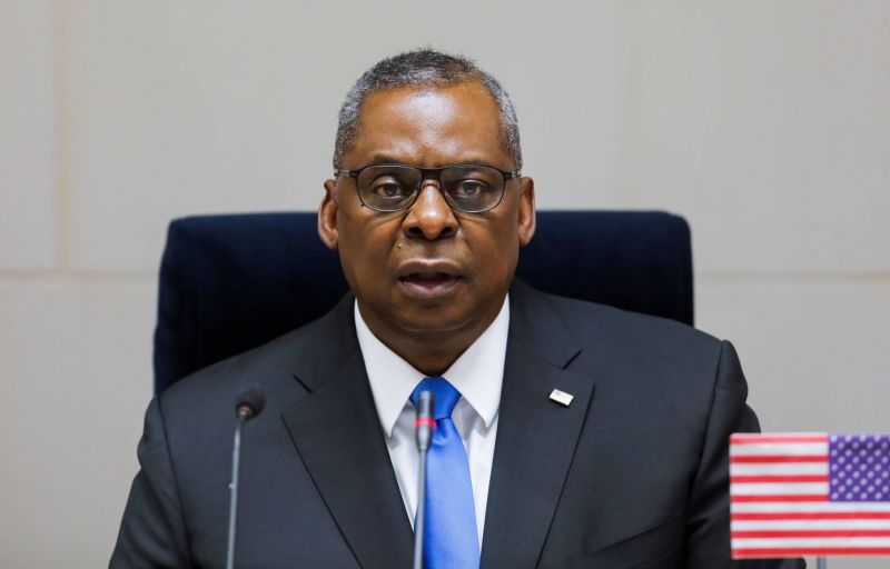 Le secrétaire américain à la Défense Lloyd Austin lors d'une conférence de presse avec son homologue indien, à New Delhi, le 20 mars 2021. Photo REUTERS Adnan Abidi