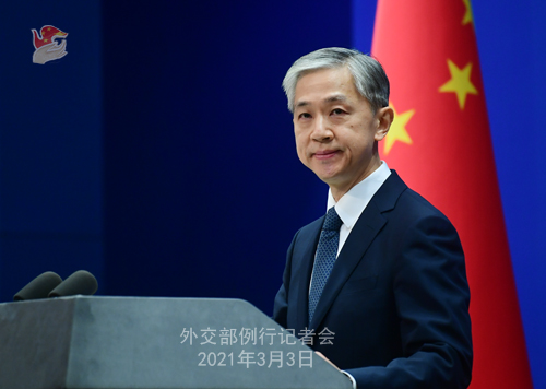 PHOTO 11 presse du 3 mars 2021 tenue par le porte-parole du Ministère des Affaires étrangères Wang Wenbin