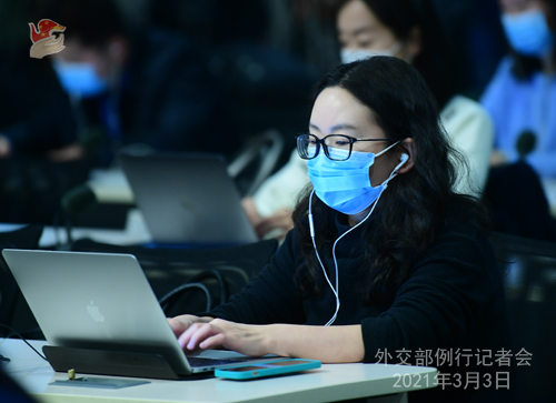PHOTO 14 presse du 3 mars 2021 tenue par le porte-parole du Ministère des Affaires étrangères Wang Wenbin