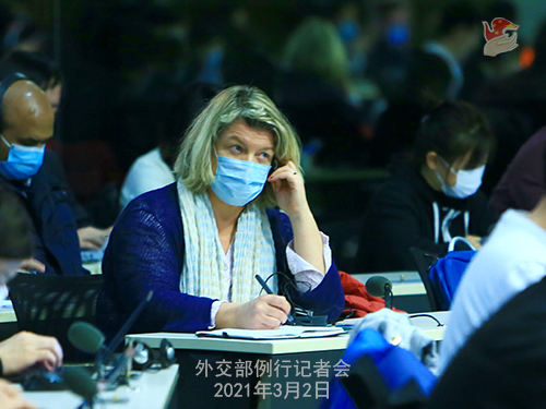 PHOTO 8 presse du 2 mars 2021 tenue par le porte-parole du Ministère des Affaires étrangères Wang Wenbin